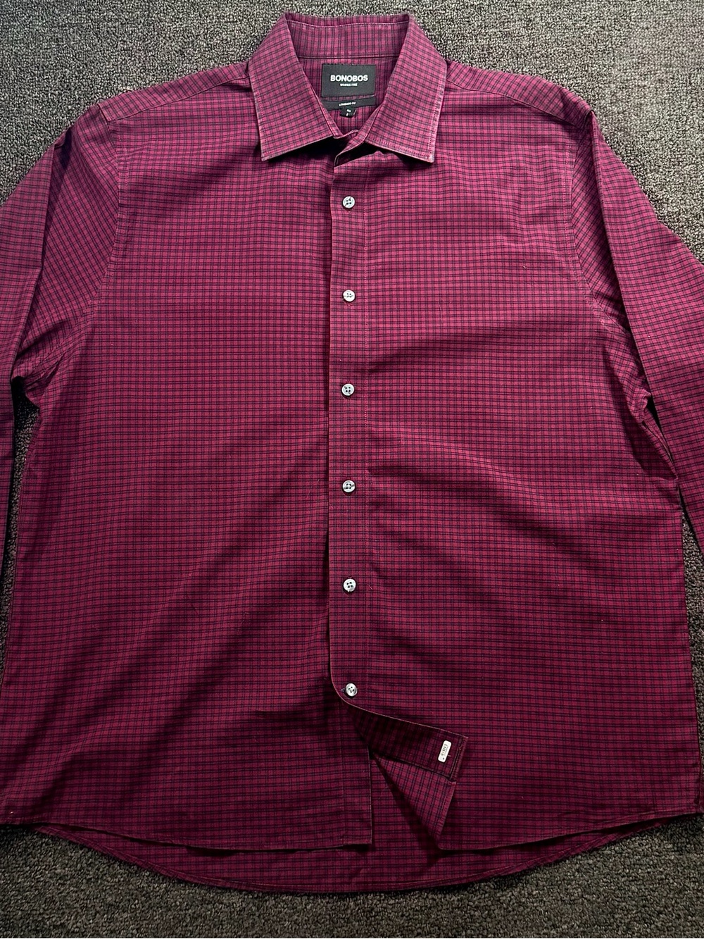 Bonobos Men's Burgundy Check Button-Down Shirt
